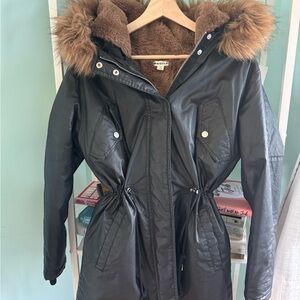 Whistles Black Fur-Trimmed Ski Jacket